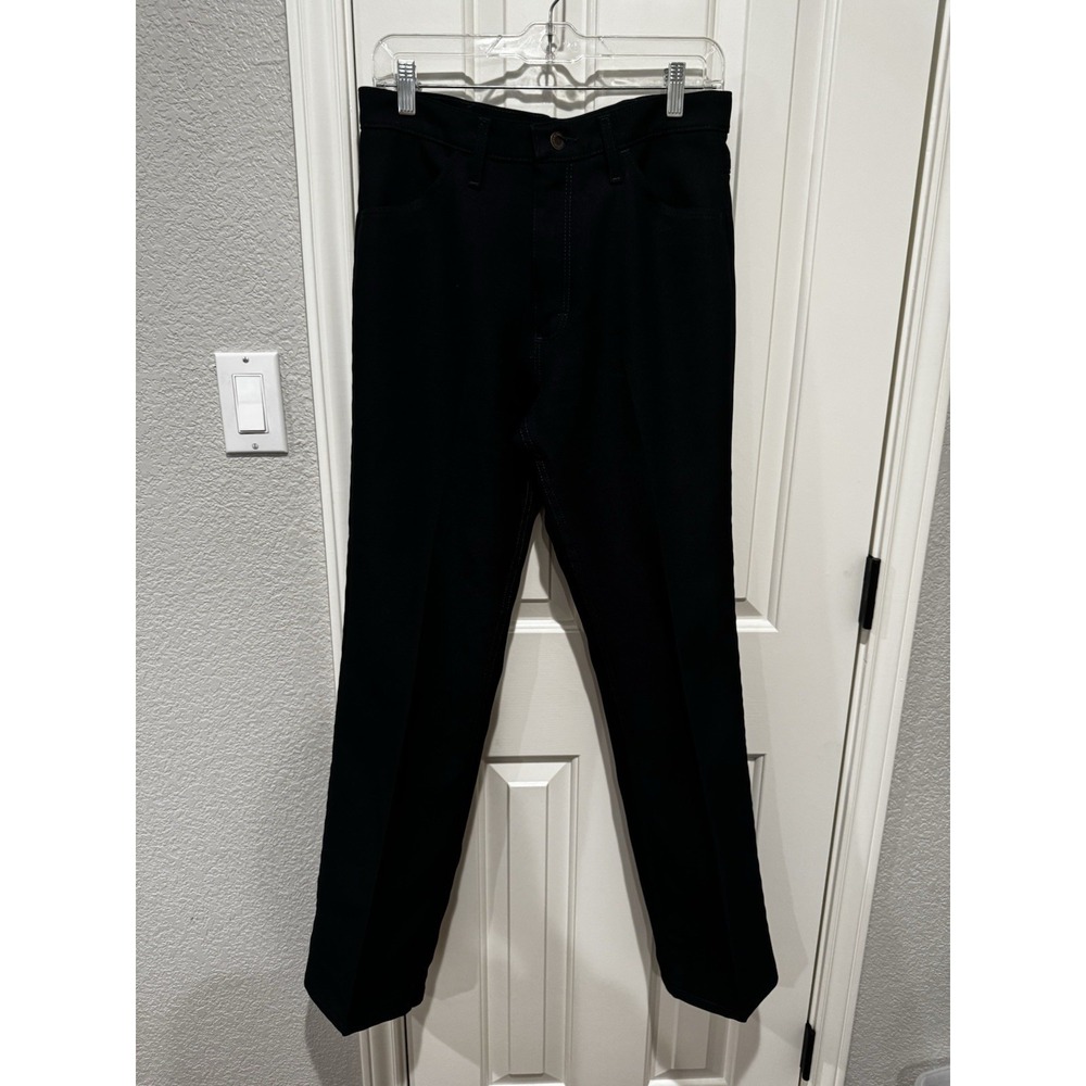 Wrangler Wrancher Western Jeans Polyester Pants Mens 32x32 Bootcut VTG Navy Blue